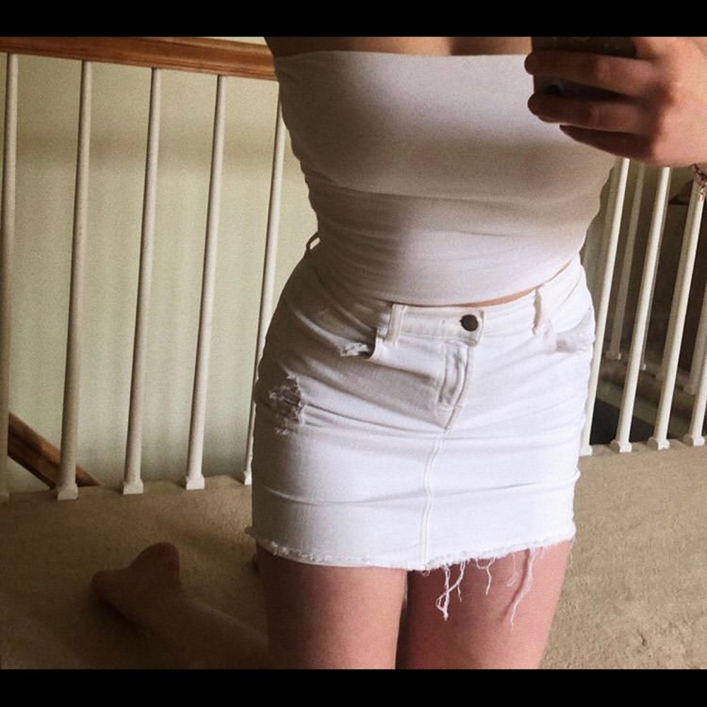White Denim Skirt